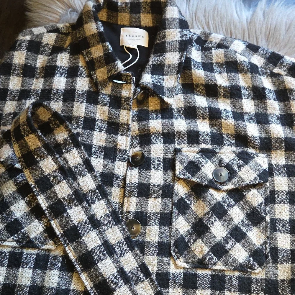 Nwt! Sezane Delfina Dress Black And White Checks Wool/alpaca/mohair - Picture 7 of 13